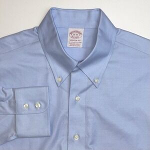 NEW Brooks Brothers Madison Fit Dress Shirt Men's 16 35 Blue Long Sleeve Supima